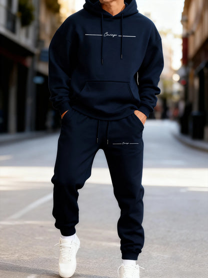 Courage Simple Line Printed Men'S Hoodie Set Street Couple'S Two Pices Sets Comfortable Fashion Streetwear Jogging Loose Hoodies