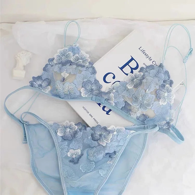 Super Sexy See-Through Lace Bra Set Hollow Out No Underwire French Triangle Bralette and Panties Women Hot Lingerie 2026 Fashion