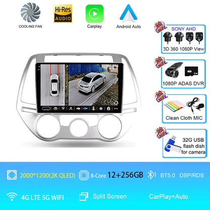 Android 16 Carplay Auto Multimedia Player Car Radio For Hyundai I20 2010 2012 2013 2014 DSP Autoradio GPS Stereo 2din Head Unit