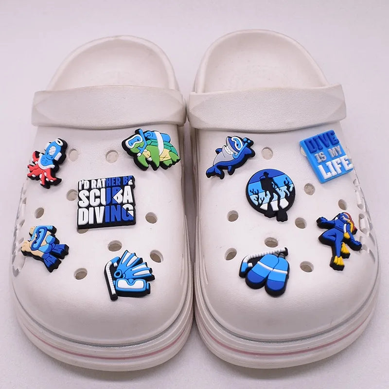 18-100pcs Dive Is My Life Shoe Charms PVC DIY Shoes Decoration Sandal Accessories Buckle for Kids Man Party Gifts
