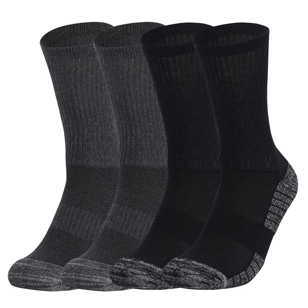 4 Pairs Heavy Duty Cushioned Work Socks Anti-Slip Sweat Wicking for Mining Hiking Outdoor Men Size 39-50