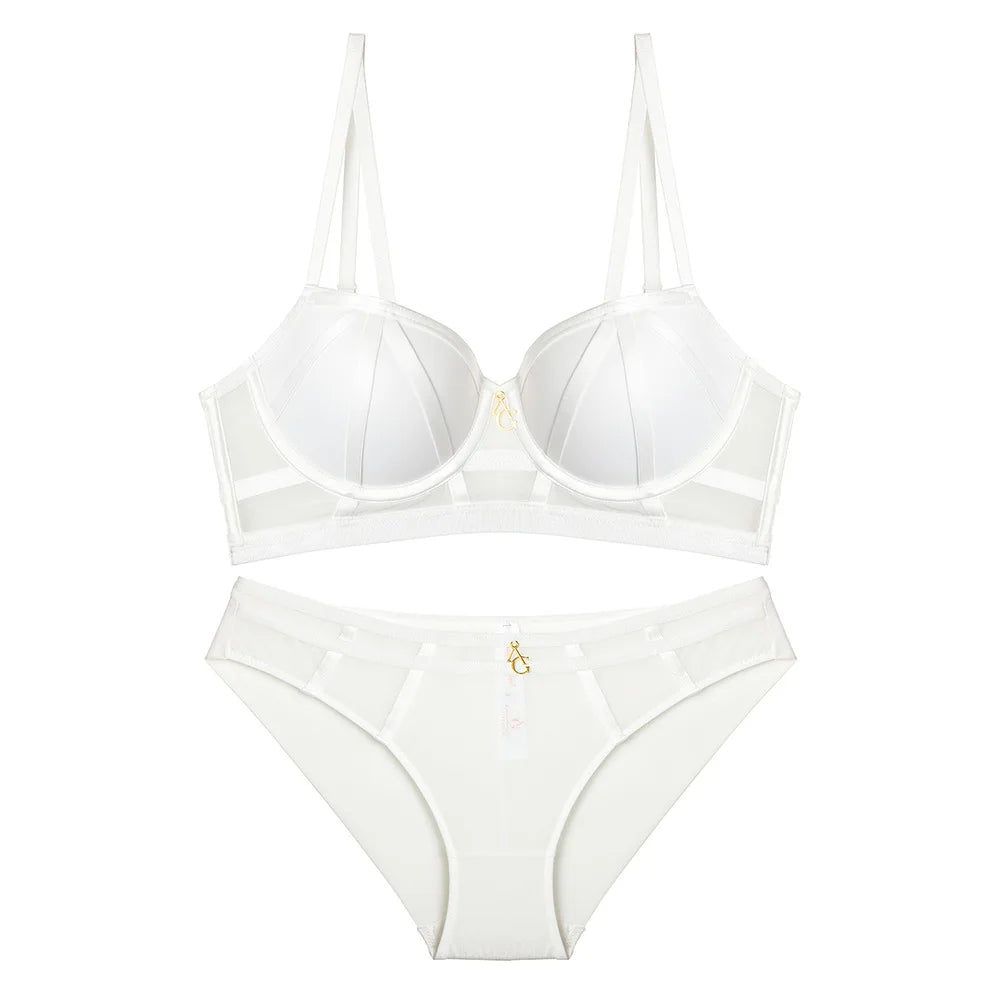 2 Pieces Women's Sexy Bandage Bra Set Europe Underwear Lace Hollow Push Up Brassiere Romantic Rose Bras and Panties Lingerie Set