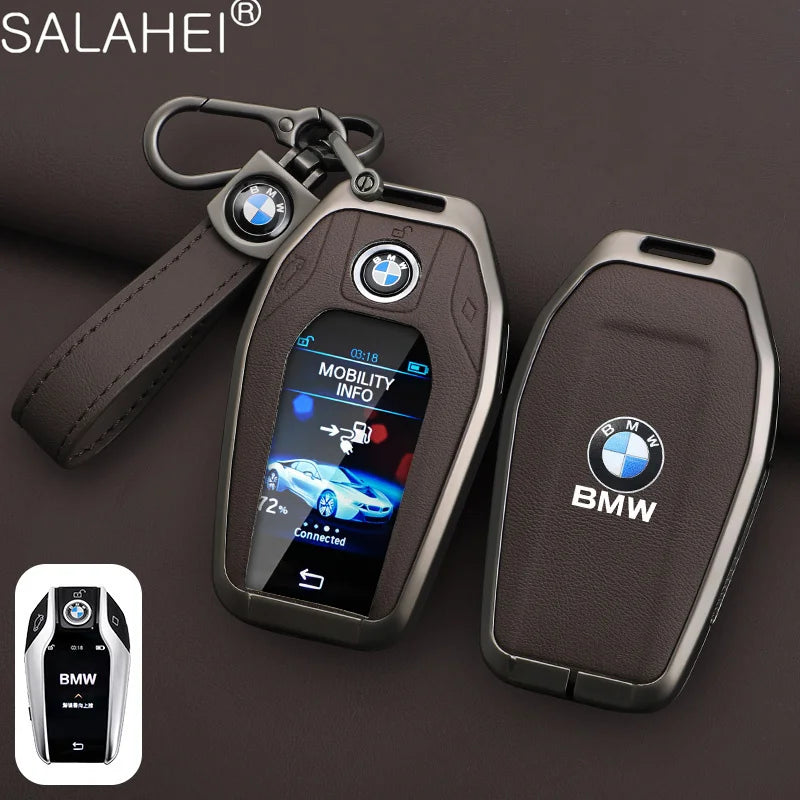 Leather Car Display LED Key Case Fob Cover Shell For BMW 3 5 7 Series G11 G12 G30 G31 X4 X5 X6 X7 i8 G32 G05 G07 X3 Accessories