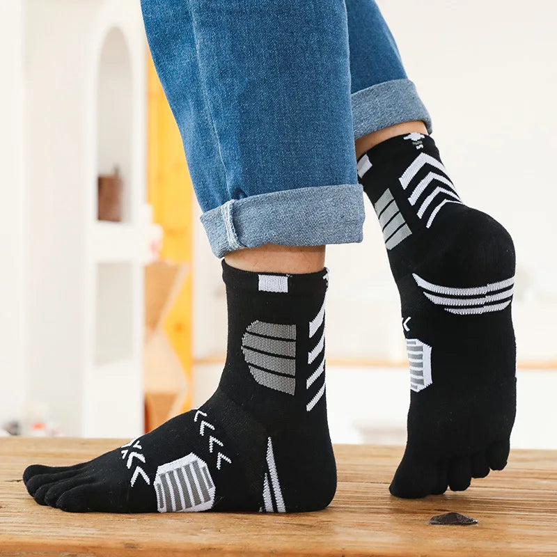 5 Pairs Sport Toe Socks Compression Pure Cotton Sweat-Absorbing Colorful Bike Marathon Fitness Outdoor Basketball 5 Finger Socks