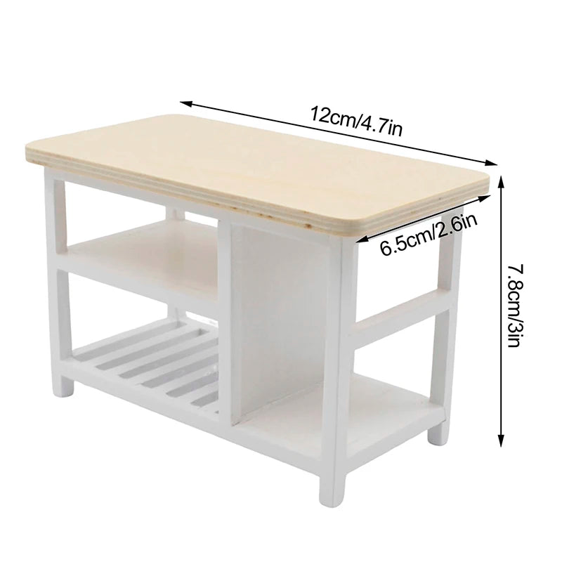 1Set 1:12 Dollhouse Miniature Dining Table Chair Bar Counter Model Furniture Decor Toy For Doll House Restaurant Accessories
