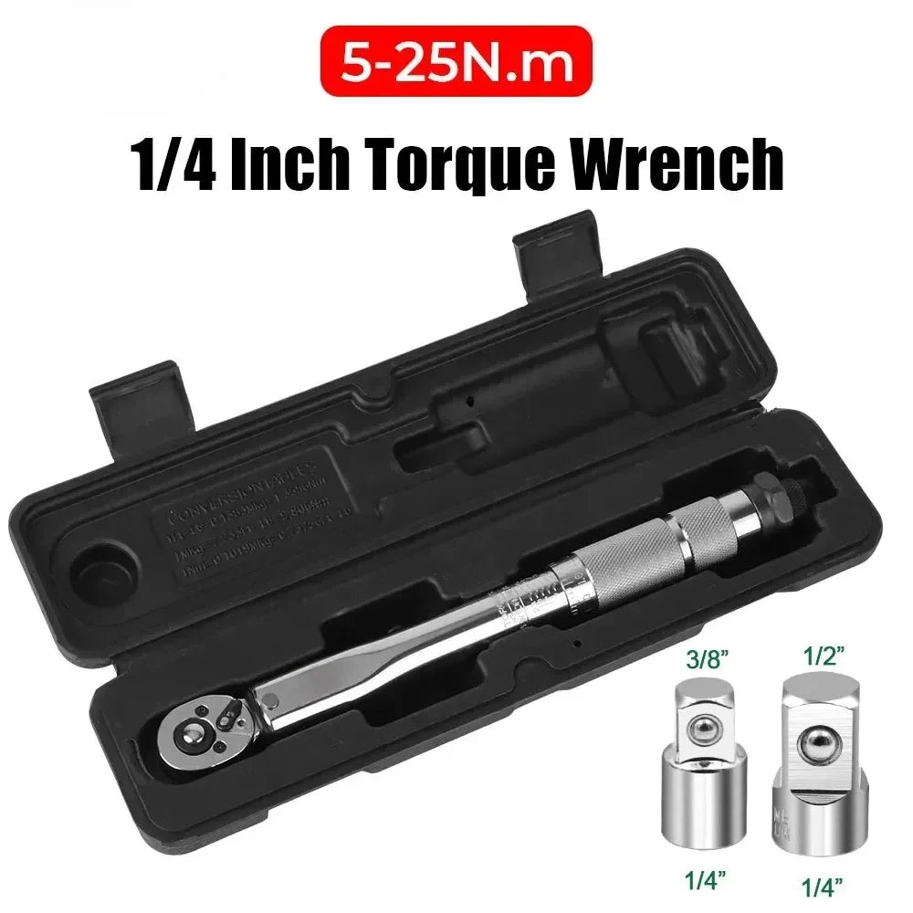 5-25N.m Micrometer Car Motorbike Disassembly Tool Professional Adjustable Torque Wrench 1/4'' Drive Spanner Hand Tool