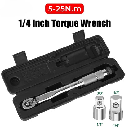 5-25N.m Micrometer Car Motorbike Disassembly Tool Professional Adjustable Torque Wrench 1/4'' Drive Spanner Hand Tool