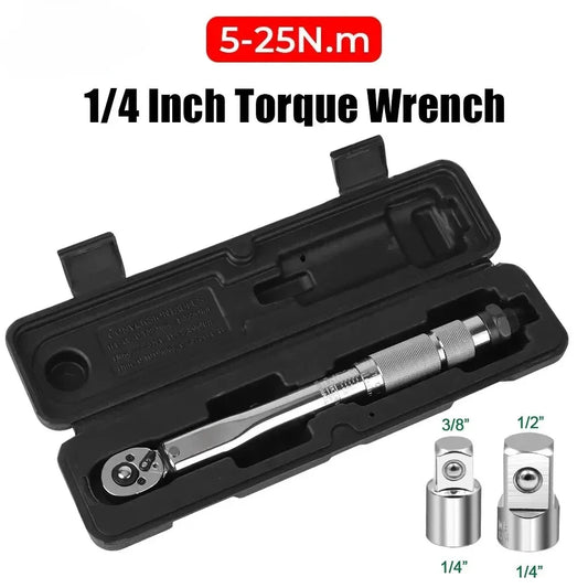 5-25N.m Micrometer Car Motorbike Disassembly Tool Professional Adjustable Torque Wrench 1/4'' Drive Spanner Hand Tool