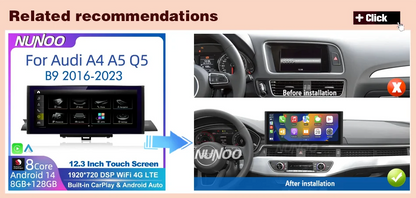 CarPlay For Audi A4 B8 A5 2008 2009 2010 MMI 2G High CD Changer Android 14 8+128GB Car Multimedia Player Stereo GPS Navi Screen