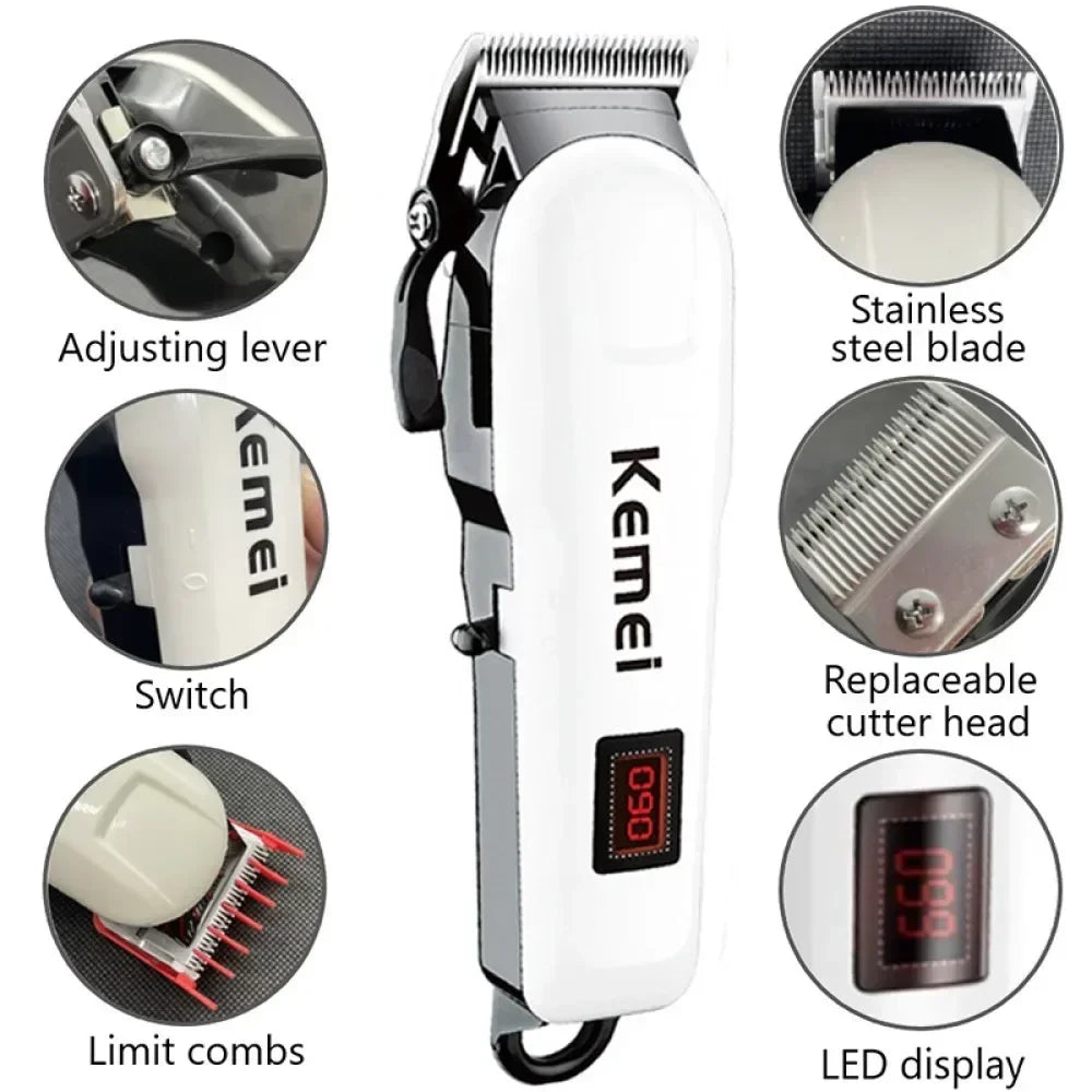 Kemei Km-809A Km-2299 Km-T95 Professional Barber Cordless Electric Hair Clippers USB Rechargeable Trimmers Hair Cutting Machine