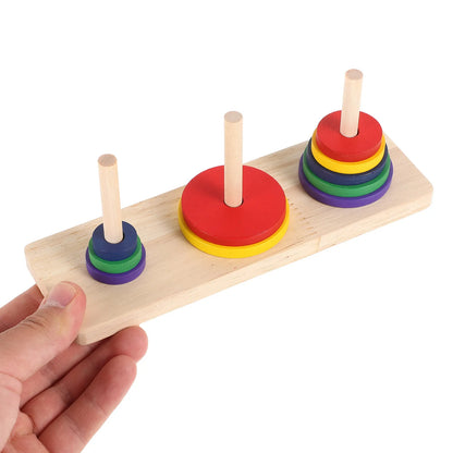 2Pcs Colorful Wooden Hanoi Tower Brain Teaser Intellectual Puzzle Game for Adults Thinking Stress Relief Challenge