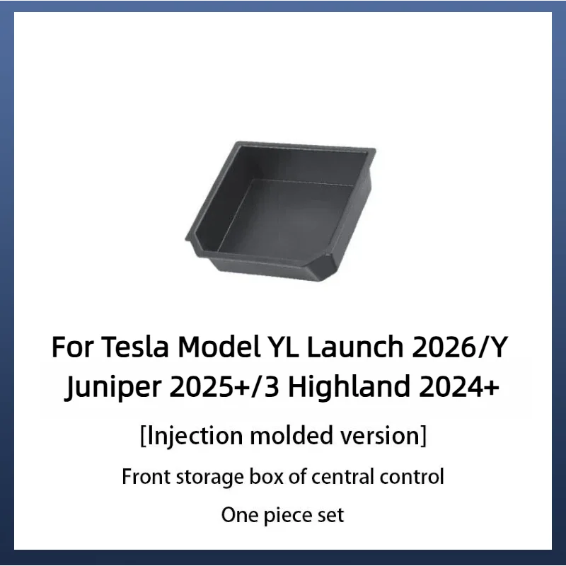 For Tesla Model 3/Y/YL 2024-2026 Hidden Storage Center Console Armrest Front And Rear Flocking Layered Grid Organized Container