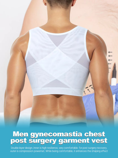 Men Compression Liposuction Post Surgery Shapewear Garment Top Body Cinching Zipper Vest Tummy Tuck Vest