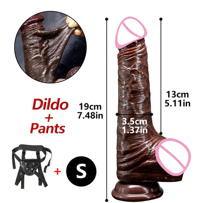Sliding Foreskin G Spot Stimulate Realistic Simulation Dildo Soft Silicone Penis Huge Dick Suction Cup Sex Toy For Women Men