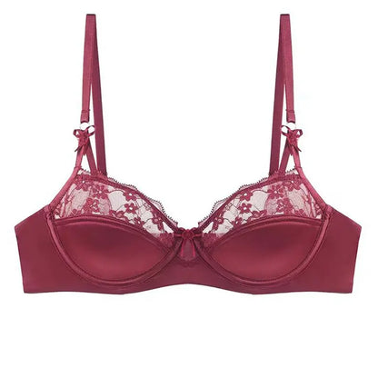 Thin Lace French Bra Set Women Minimizer Push Up Anti-Sagging Back Smoothing Side Support Comfort Sexy Daily Lingerie S-XL 32-38