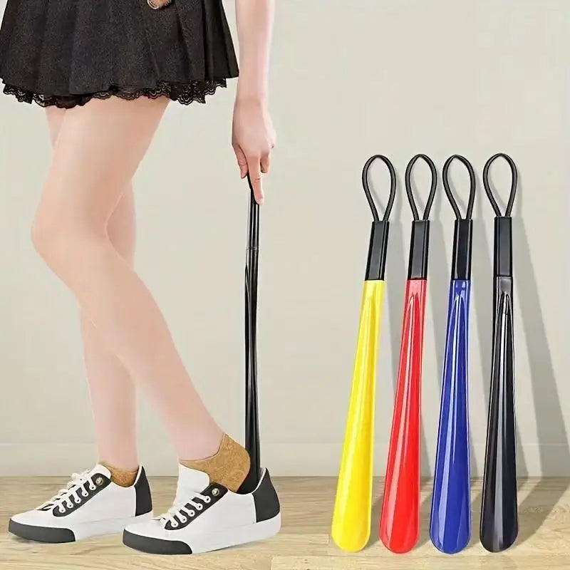 Long-Handled Plastic Shoehorn Shoe Slipper with Hanging Strap Lazy Person's Shoe Wearing Tool Convenient Shoe Extractor