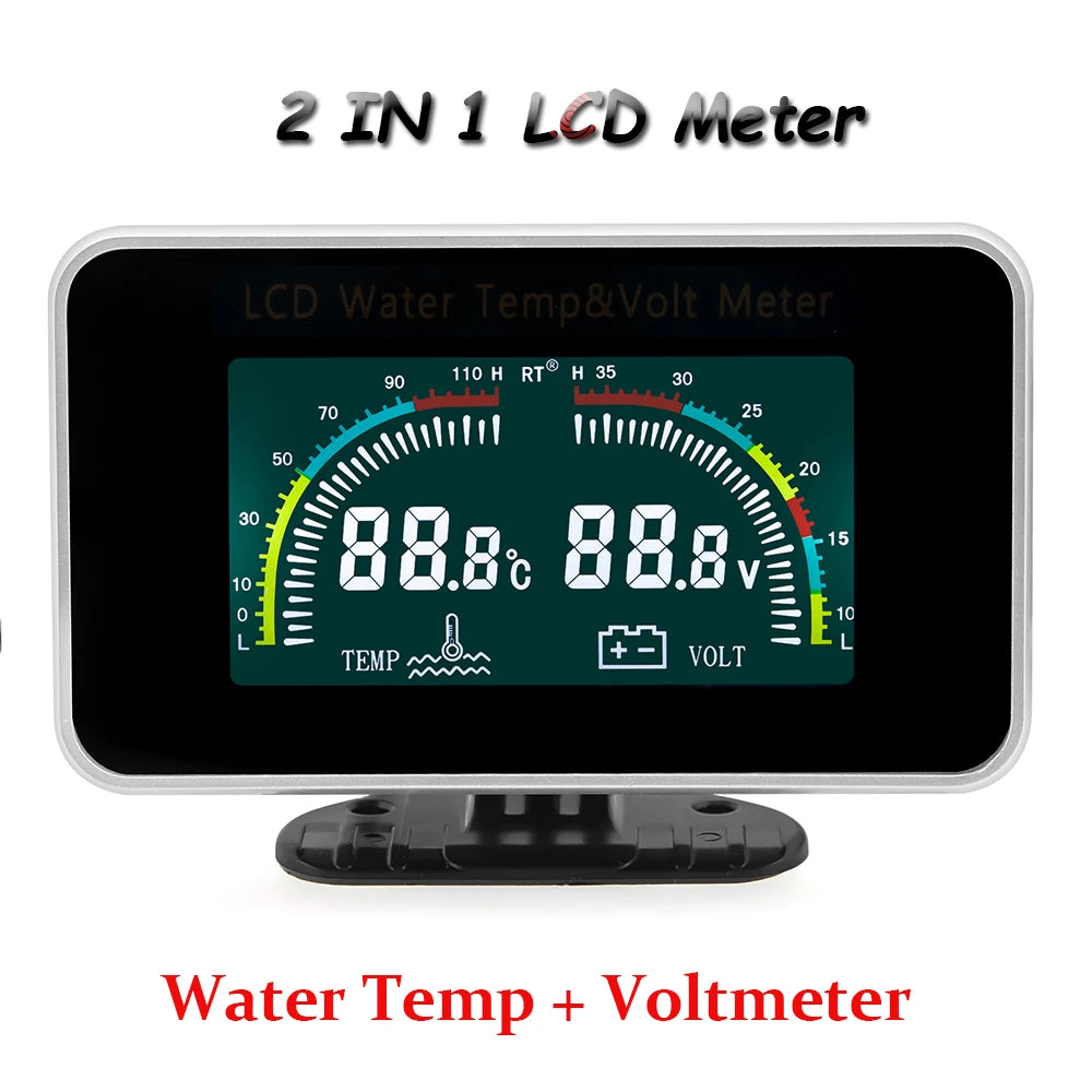 Multi-functional Car Truck LCD Meter 12v Digital Voltmeter / Water Temperature Gauge/RPM Tachometer/Oil Pressure Gauge 1/8NPT