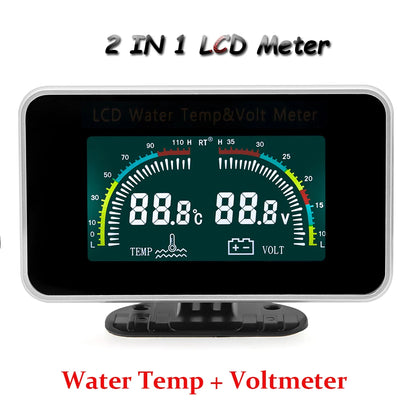 Multi-functional Car Truck LCD Meter 12v Digital Voltmeter / Water Temperature Gauge/RPM Tachometer/Oil Pressure Gauge 1/8NPT