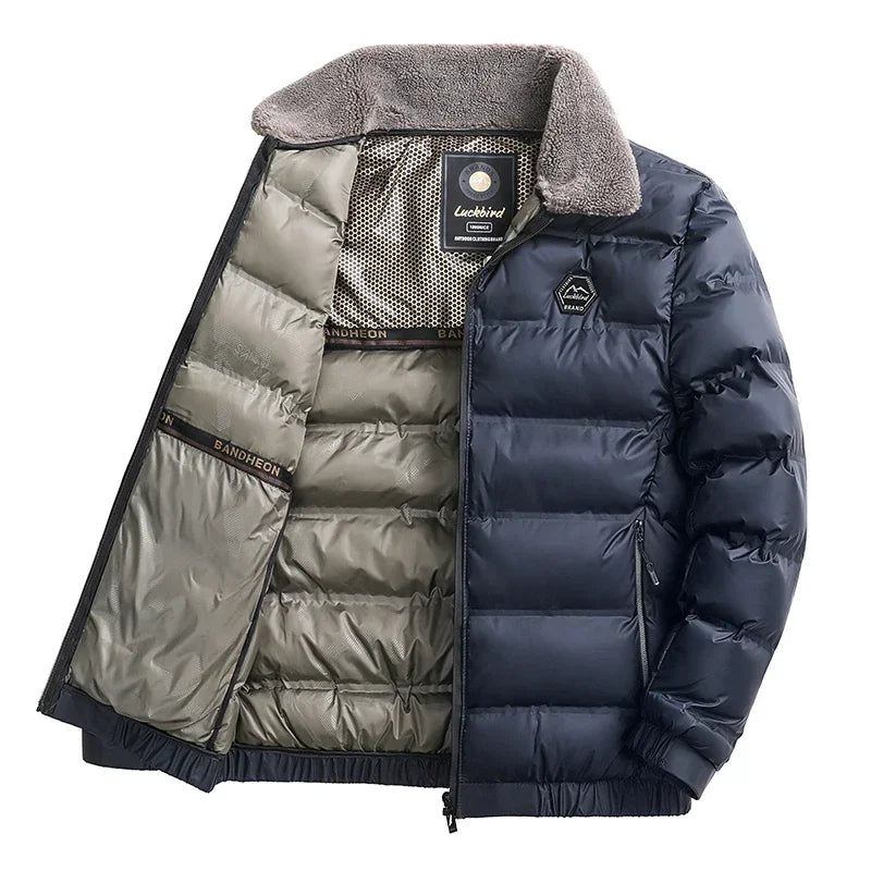 Winter Jacket Men Fleece Collar Graphene Self-heating Thicken Warm Casual Parkas Man Quality Cold Protection Coat Male Overcoat