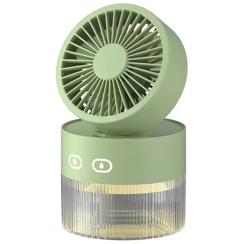Portable Spray Fan USB Rechargeable 3 in 1 Cooling Humidifier Aroma Diffuser Night Light Desk Fan for Office Dorm Car Travel