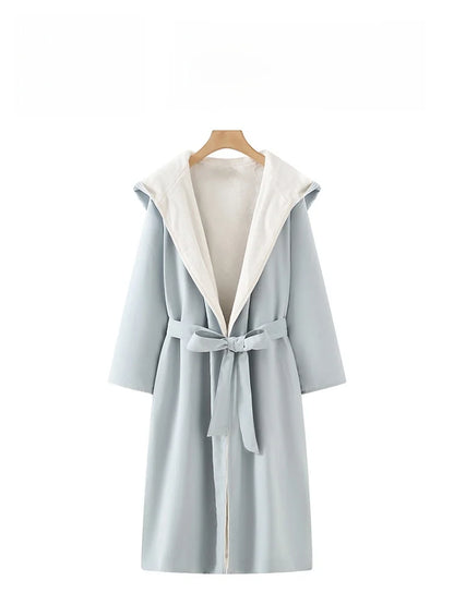 PinkBread Coral Fleece Thickened Warm Hooded Couples Sleep Robe Men's Bathrobe Luxury Home Clothes Winter Season Polyester Fiber