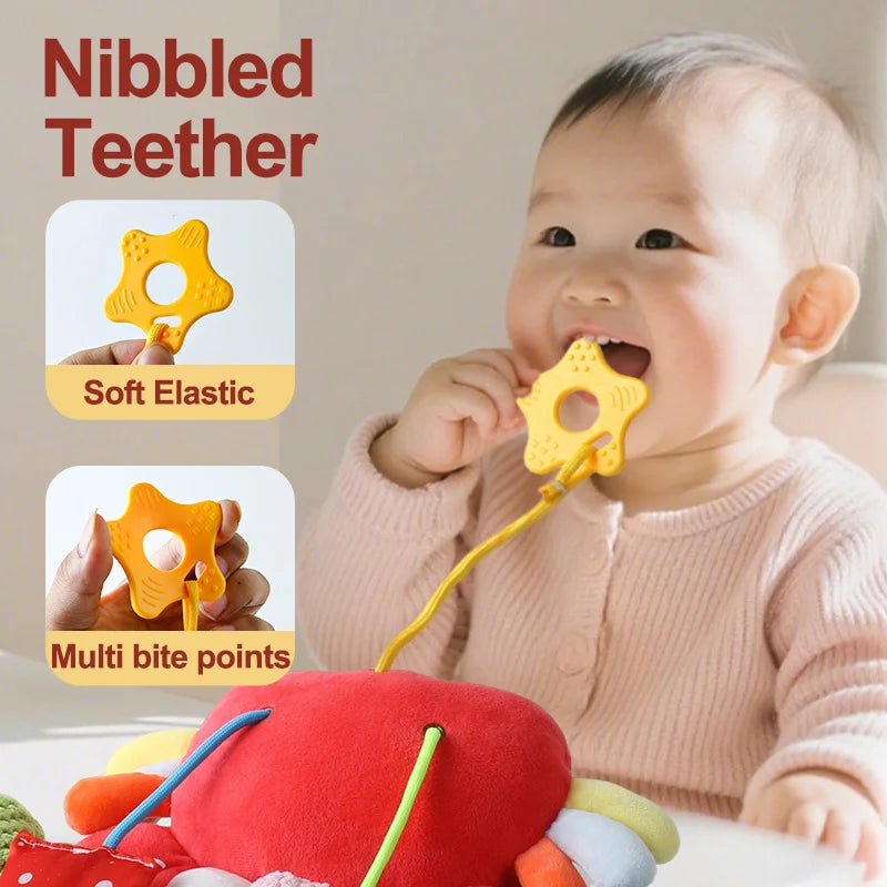 Nibbled Drawstring Mirror Cheer Baby Bed Hanging Toy Cartoon Animal Bedbell Pendant Soft Stroller Car Seat Crib Sensory Learning