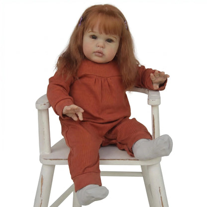 NPK 24 Inch Ellie Lifelike Reborn Baby Doll Soft Touch 3D Skin Art Toddler Newborn Princess Girl Doll with Hand Rooted Hair