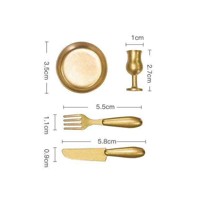 Dollhouse Miniatures Furniture 1/6 1/12 Metal Kitchen Set Cup Food Set Bjd Ob11 Gsc Blyth Soldier Lol Model Accessories Decor