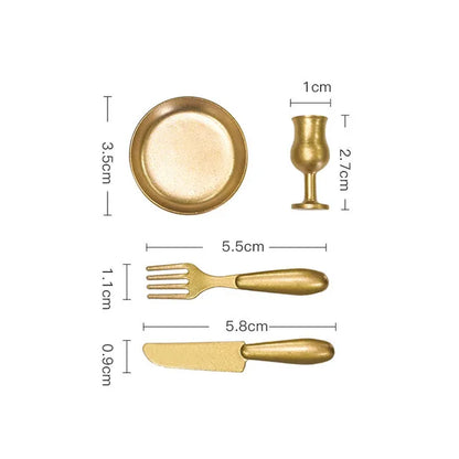 Dollhouse Miniatures Furniture 1/6 1/12 Metal Kitchen Set Cup Food Set Bjd Ob11 Gsc Blyth Soldier Lol Model Accessories Decor