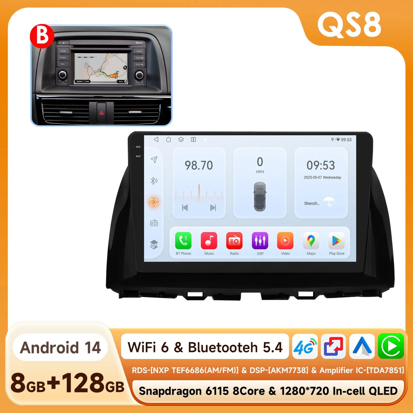 Hizpo 10.1" Eelectronic Devices Car Radio For Mazda CX-5 2012 2013 2014 2015 GPS Navigation Head Unit  6115 RDS Wireless CarPlay
