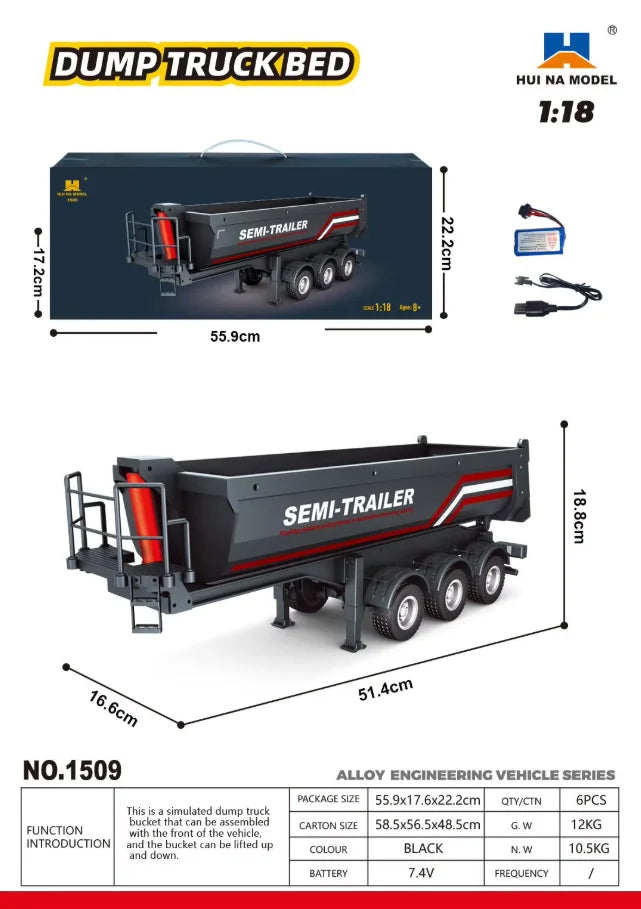 Huina 2026 New Alloy Car 1509 Scania Engineering Truck Model 2.4g Remote Control Toy Simulation Model Remote Control Car Gift