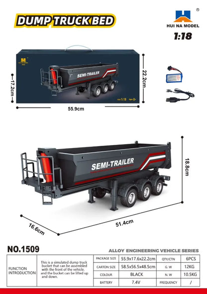 Huina 2026 New Alloy Car 1509 Scania Engineering Truck Model 2.4g Remote Control Toy Simulation Model Remote Control Car Gift