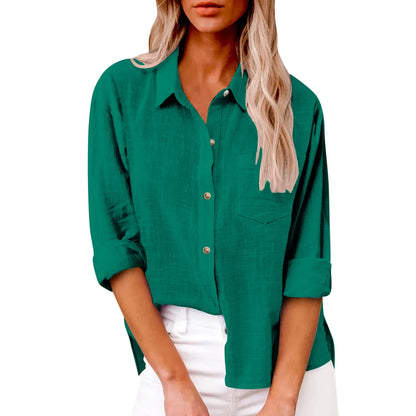 Cotton Linen Long Sleeve Shirts for Women T Shirt Solid Fashion T-Shirt Woman Clothes Tshirt Elegant Casual Tops Tees Streetwear