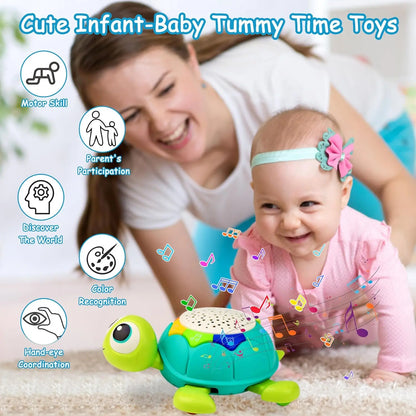 Musical Turtle Baby Toys Infant Light-up Projector Musical Tummy Time Toy Baby Crawling Toys Birthday Christmas Gift for Kids