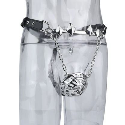 LEZEE Heavy Metal Underwear Sissy Pants Male Chastity Cage Dick Pocket With PU Chastity Belt Penis Bondage Sex Toys For Men
