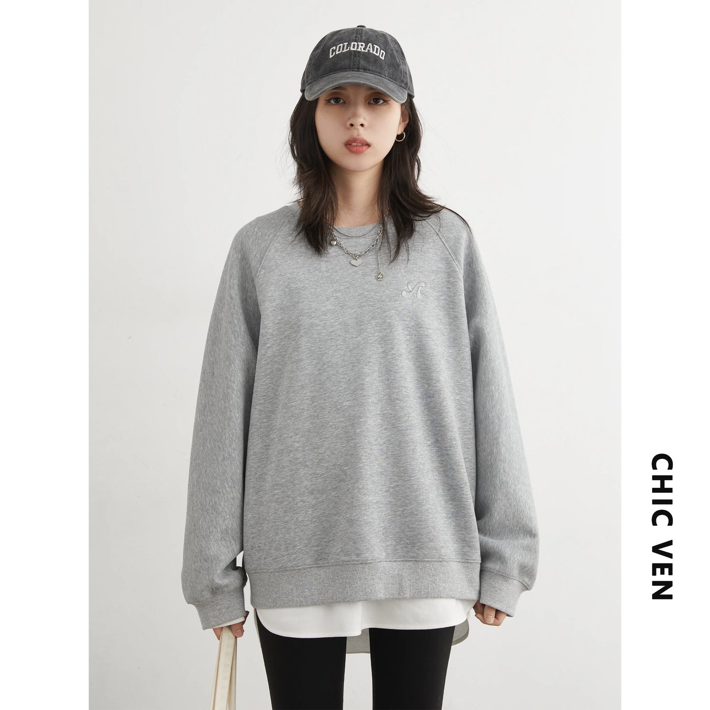 CHIC VEN Women Sweatshirts Loose Casual New O Neck Raglan Sleeves Long Sleeved Female Tops Pullover Spring Autumn 2025