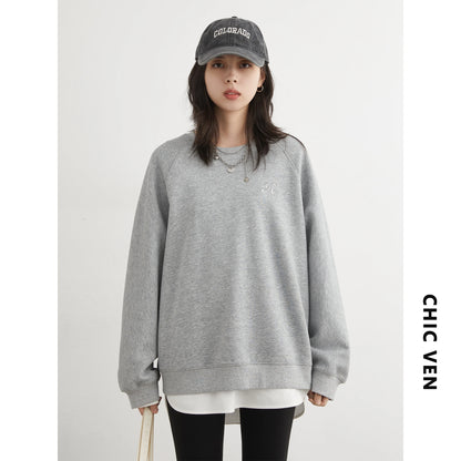 CHIC VEN Women Sweatshirts Loose Casual New O Neck Raglan Sleeves Long Sleeved Female Tops Pullover Spring Autumn 2025