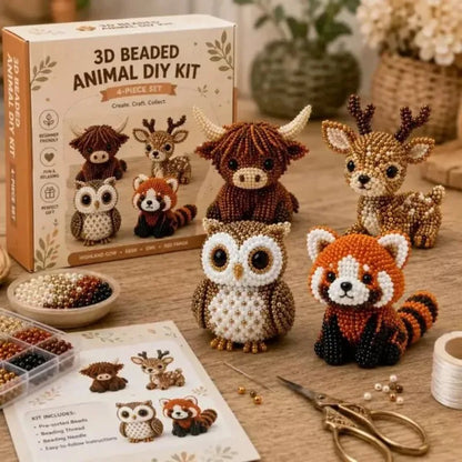 Mini 3D Bead Kit for Animal DIY Set - Interactive Assembly Gift for Parents and Children - 3D Animal Shape Bead Assembly Set