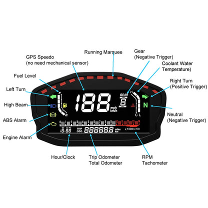 AD Universal RPM Motorcycle Meter GPS Speedometer Digital Odometer Electric Injection Carburetor Instrument Multi-function Trip