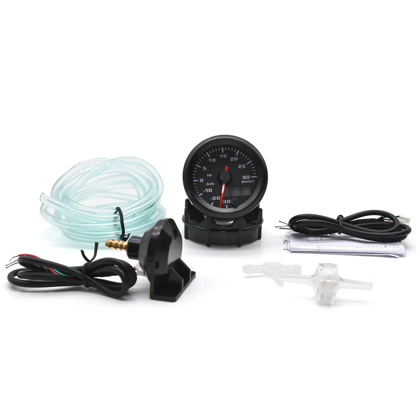 2" 52mm 7 Color LED Dual Display Gauge Boost PSI Boost BAR Water / Oil Temp Oil Pressure Voltmeter Air Fuel Ratio EGT Tachometer