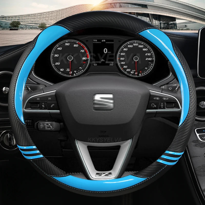Carbon Fibre Car Steering Wheel Cover For Seat Leon 5F Mk3 2013-2022 Ibiza 6J 2022 Tarraco Arona Ateca Alhambra Auto Accessories