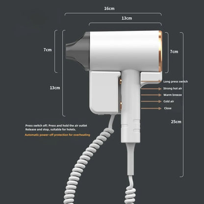 New Hotel And Guesthouse Specific Hair Dryer 1600w High-Power Quick Drying Hole Free Wall Mounted Household Hair Dryer Cylinder