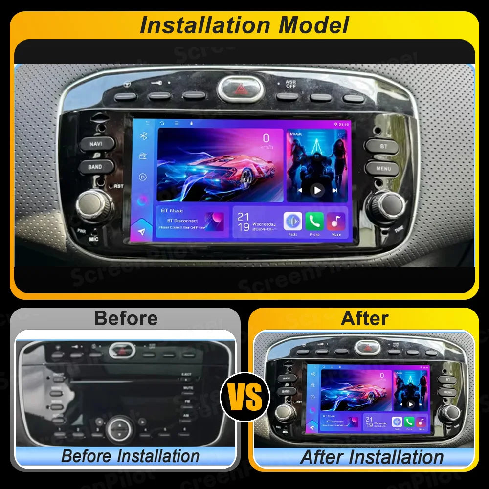 Car Android 16 For Fiat Linea Punto evo 2012-2015 Radio Video Player GPS Multimedia Navigation Screen Stereo Carplay Audio DSP