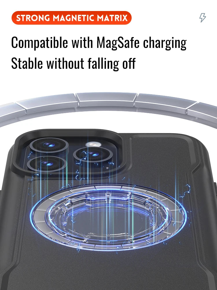Quad-style Motocycle/Bike Magnetic Shockproof Case For iPhone 17 16 15 14 ProMax Charging Protective Cover with Lock-in Design