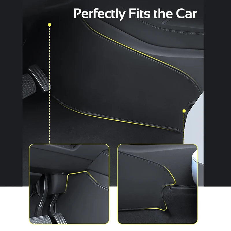 For Tesla Model 3 Y 2021-2026 LHD Center Console Two Side Anti Kick Pad Protector PU Leather Sticker Foot Cover Car Accessories