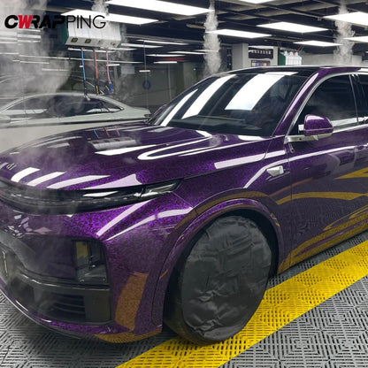 145x200cm Forged Carbon Fiber Purple Car Vinyl Wrap Waterproof Self-Adhesive Film for Hood Roof PPF Vinyl Car Body Covering Film