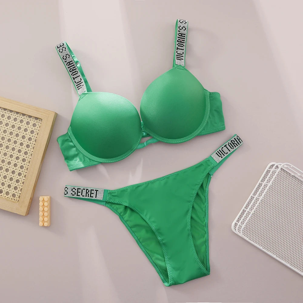 V Lingerie Set Underwear Set Bra Panty Set Women Lace Push Up Bralette Seamless Comfortable Breathable Lingerie Home Wear Set