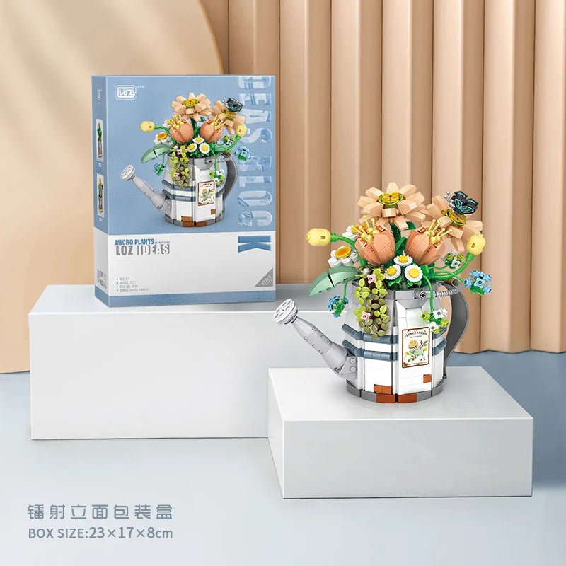 Mini Flower Spray Pot Building Blocks Set for Boys And Girls Meaty Plant Home Decoration Creative Children's Toy Gift