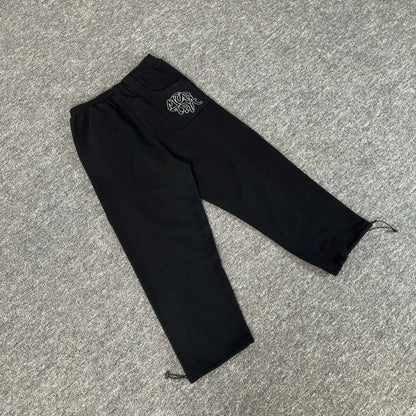 Mertra Classic Embroidered Logo Fleece Lined Loose Fit Straight Leg Casual Trousers Men Women Versatile Comfortable Long Pants