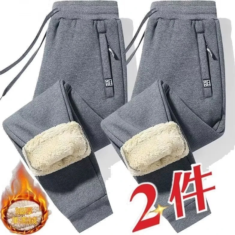 Extra Thick Lamb Velvet Men's Winter Fleece Lined Special Thick Cotton Trousers Autumn Winter Style Sport Sweatpants Casual P...